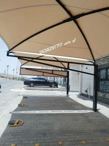 تركيب مظلات سيارات ومظلات حدائق قماش بي في سي وبولي إيثيلين في الرياض