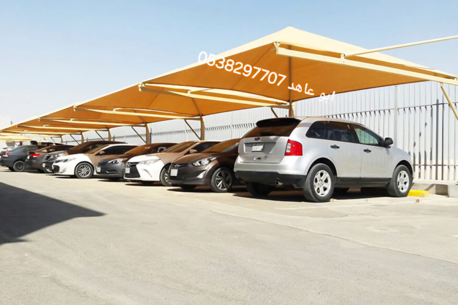 تركيب مظلات سيارات ومظلات حدائق قماش بي في سي وبولي إيثيلين في الرياض