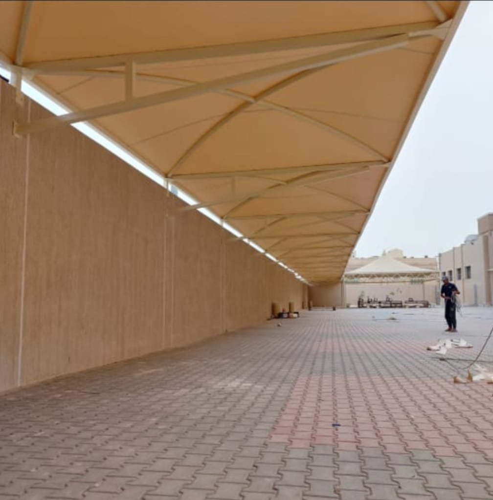 تركيب مظلات سيارات ومظلات حدائق قماش بي في سي وبولي إيثيلين في الرياض
