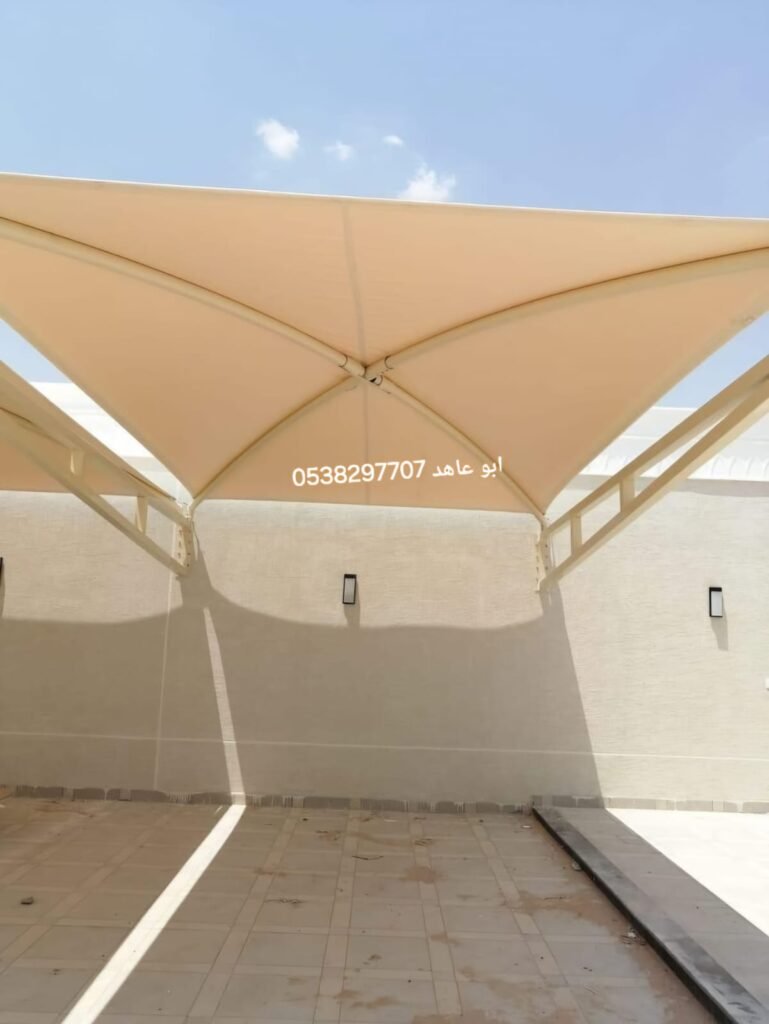 تركيب مظلات سيارات ومظلات حدائق قماش بي في سي وبولي إيثيلين في الرياض
