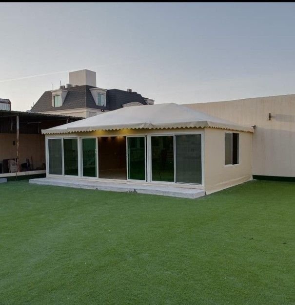 تصميم وتركيب برجولات وجلسات خارجية خشبية وحديد مع إضاءة في حدائق الرياض 0538297707